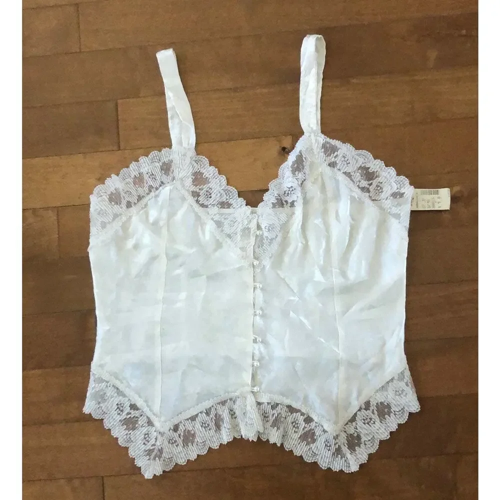 NWT Vintage 1990s Lauren Alexandra Ivory Lace Bustier Camisole size large